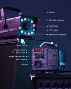 Donner Halloween Fog Machines 600W, 3000 CFM, 13 Colors, 12 RGB LED Lights, Smoke Machine for Party Wedding