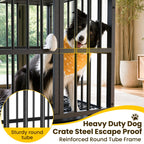 Time Ray 38 inch Dog Crate for Medium Dog with Steel Escape Proof,Heavy Duty Indestructible Dog Kennel with Double Doors,Lockable Wheels and
