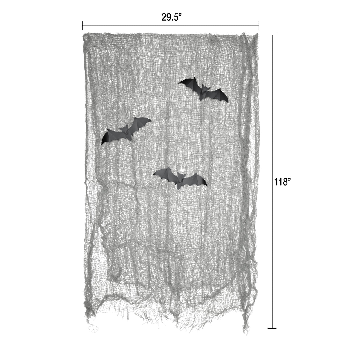 Creepy Gauze Fabric with Bats, Gray, 29.5" x 118", Halloween by Way To Celebrate
