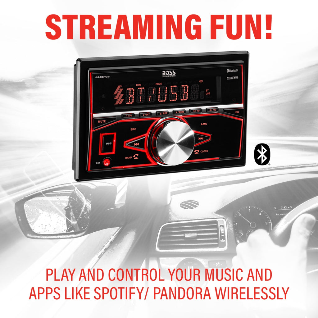 BOSS Audio Systems 820BRGB Car Stereo - Double Din, Bluetooth, No CD DVD Player, AM/FM Radio Receiver, Multi Color Illumination, Wireless Remote