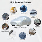 FLORAY Waterproof All-Weather Car Cover with Zipper Door, Windproof for Sedans & Mid-Size Suvs, UV and Snow Guard, Silver (XL, 210" x 59" x 47")