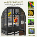 Uforic 41" Metal Bird cage with Rolling Stand, Tray, 2 Perches and 2 Feeders, Black