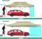COBIZI 10x20 Heavy Duty Pop-Up Canopy Tent With 6 Sidewalls - Black