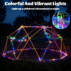 10FT Climbing Dome with Hammock and Led String Light,Fashionsport Outfitters Kids Geometric Climber Dome Jungle Gym Outdoor Play Toddler Play Set for