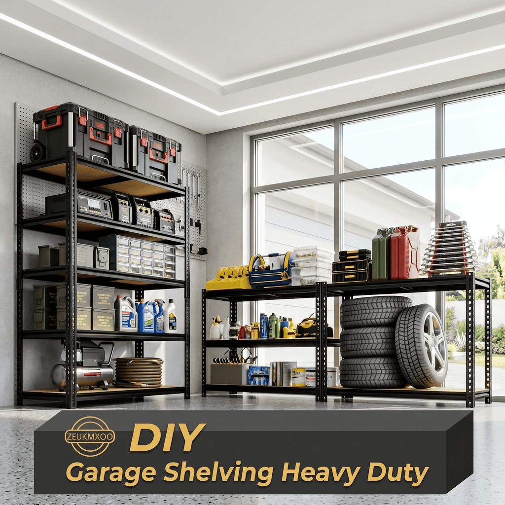 UBERLYFE Heavy Duty Garage Shelves, 2400 lbs Capacity 5-Tier Metal Storage Shelves, 60”H Adjustable Shelving Unit, Narrow Garage Storage Rack