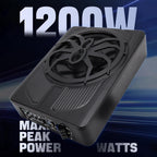 1200W Car Subwoofer with APP Control and Colour Light, 10'' 12V Slim Under Seat Powered Car Subwoofer w/Built-in Amplifier & Hi/Lo Input Bass Speaker