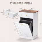 Lacoo 10 Gallon Tilt Out Trash Cabinet with Drawer, Kitchen Trash Can Cabinet, Garbage Recycling Cabinet for Kitchen, White
