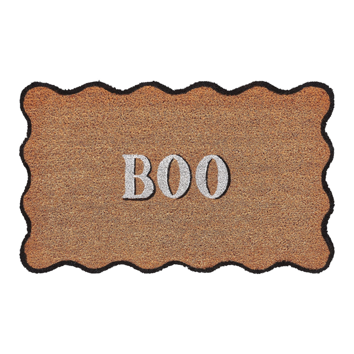 My Texas House Halloween Multicolor Scallop Boo Outdoor Coir Doormat, 18" x 30"