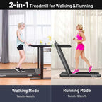 2 In 1 Folding Treadmill, 2.25 HP, 40 in x 16 in Running Area, Dual Display And App Control