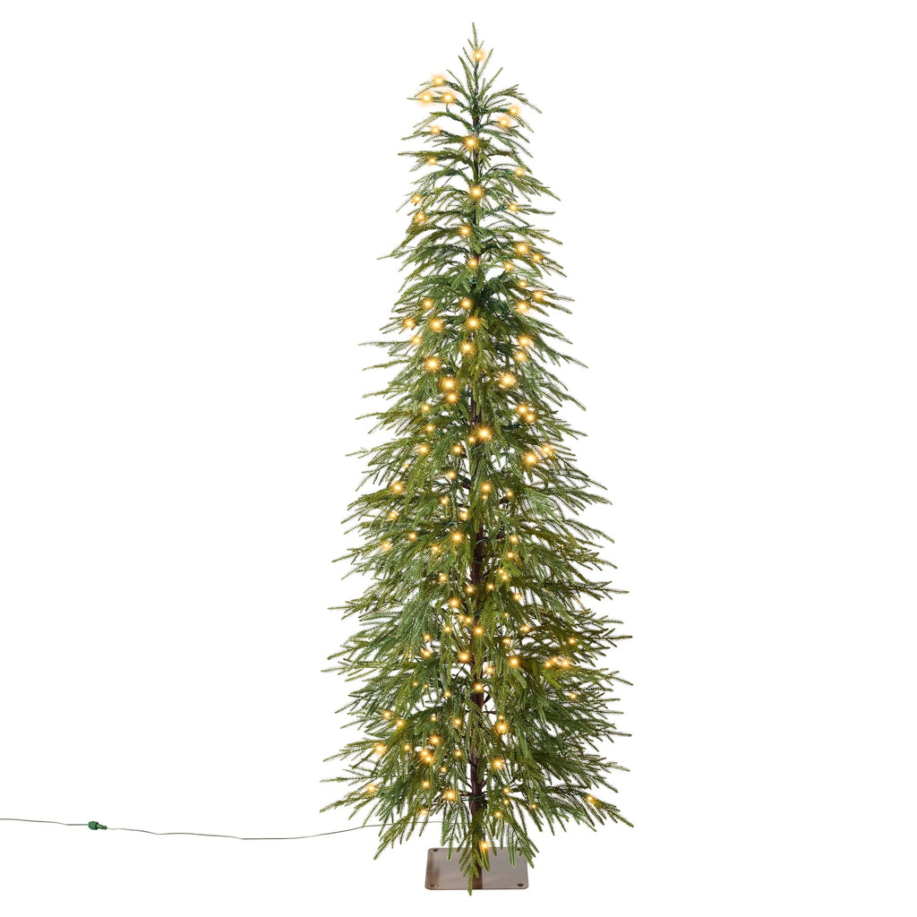 DR.Planzen 6' Green Cypress Artificial Christmas Tree, Pencil Xmas Tree with Foldable Metal Stand, Easy Assembly Indoor Large Room Holiday Decor