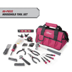 Hyper Tough 89-Piece Household Tool Set with 12-Pocket Zip-Up Tool Bag, Pink