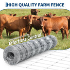 4 ft x 328 ft Farm Fence, High Strength Galvanized Cattle Fence, Heavy Zinc Coating Wire Fence for Hog, Deer, Goat, Sheep, All Weather Resistance