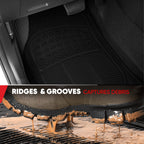 BDK ProLiner 4PC Set Car Floor Mats for Car SUV Van 3 Rows, All Weather Full Set Heavy Duty Black