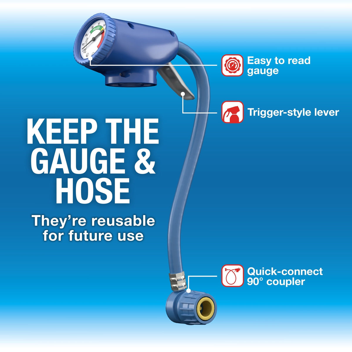 EZ Chill Car A/C Recharge Kit with Reusable R-134a Gauge and Hose
