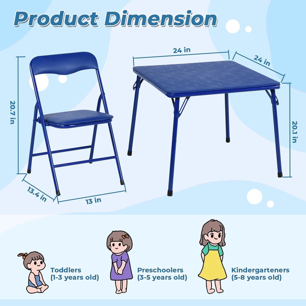 Homy Casa 5-Piece Kids Activity Table and Chair Set, Folding Preschool Playroom Furniture for Crafts, Snacks, Learning