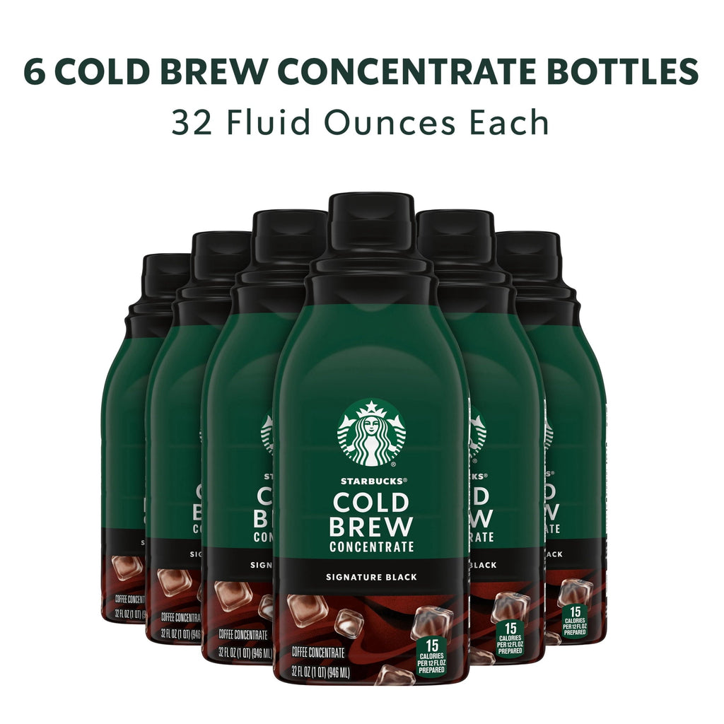 6 pack) Starbucks Signature Black, Cold Brew Coffee Concentrate, Iced Coffee, 32 fl oz