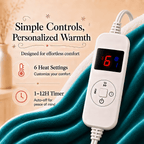 PYROEPLEEA Heated Electric Blanket Full Size 72 x 84 in, Flannel Sherpa, 6 Heat Settings, 1-12 Hour Auto Off, Machine Washable for Bed or Couch-Green