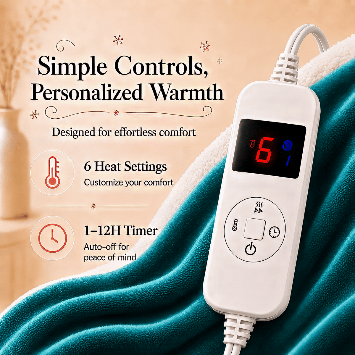PYROEPLEEA Heated Electric Blanket Full Size 72 x 84 in, Flannel Sherpa, 6 Heat Settings, 1-12 Hour Auto Off, Machine Washable for Bed or Couch-Green