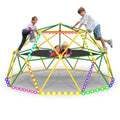 10FT Climbing Dome with Hammock and Led String Light,Fashionsport Outfitters Kids Geometric Climber Dome Jungle Gym Outdoor Play Toddler Play Set for