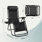 EDX Zero Gravity Chair Outdoor Lounge Chair，Suitable for Beach Terrace Pool Patio, Black 2-Pack