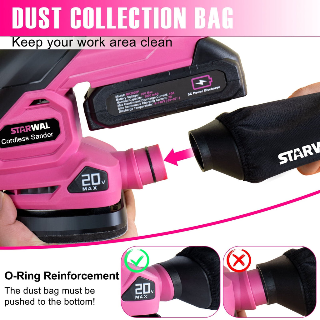 Starwal 20V Cordless Detail Sander - 12000 RPM Electric Hand Sander, Compact Palm Sander for Tight Spaces Woodworking, 2*2.0Ah Batteries and Charger