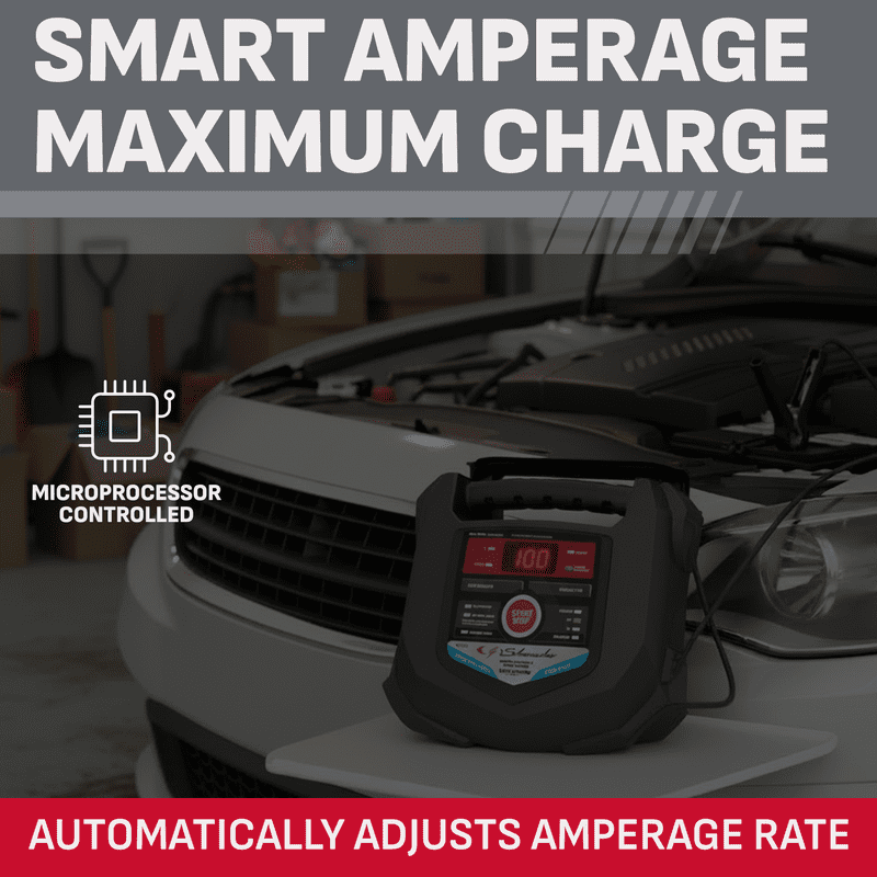 Schumacher Electric 15A Car Battery Charger and Maintainer, 4-in-1 Solution, For 6V/12V Sport, Automotive, and Marine Batteries, SC1280