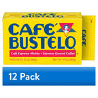 12 pack) Cafe Bustelo, Espresso Style Dark Roast Ground Coffee, Vacuum Packed 10 oz Brick