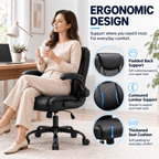 CloudRest Pro Office Chair, 400LBS Wide Seat Ergonomic Computer Desk Chair High Back Executive Leather Chair Adjustable Task Chair Lumbar Back, Black