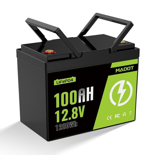 12V 100Ah LiFePO4 Lithium Battery, BCI Group 24 Deep Cycle Solar Battery with Low-Temp Protection, 100A BMS, 1280Wh, 15000 Cycles for RV, Marine