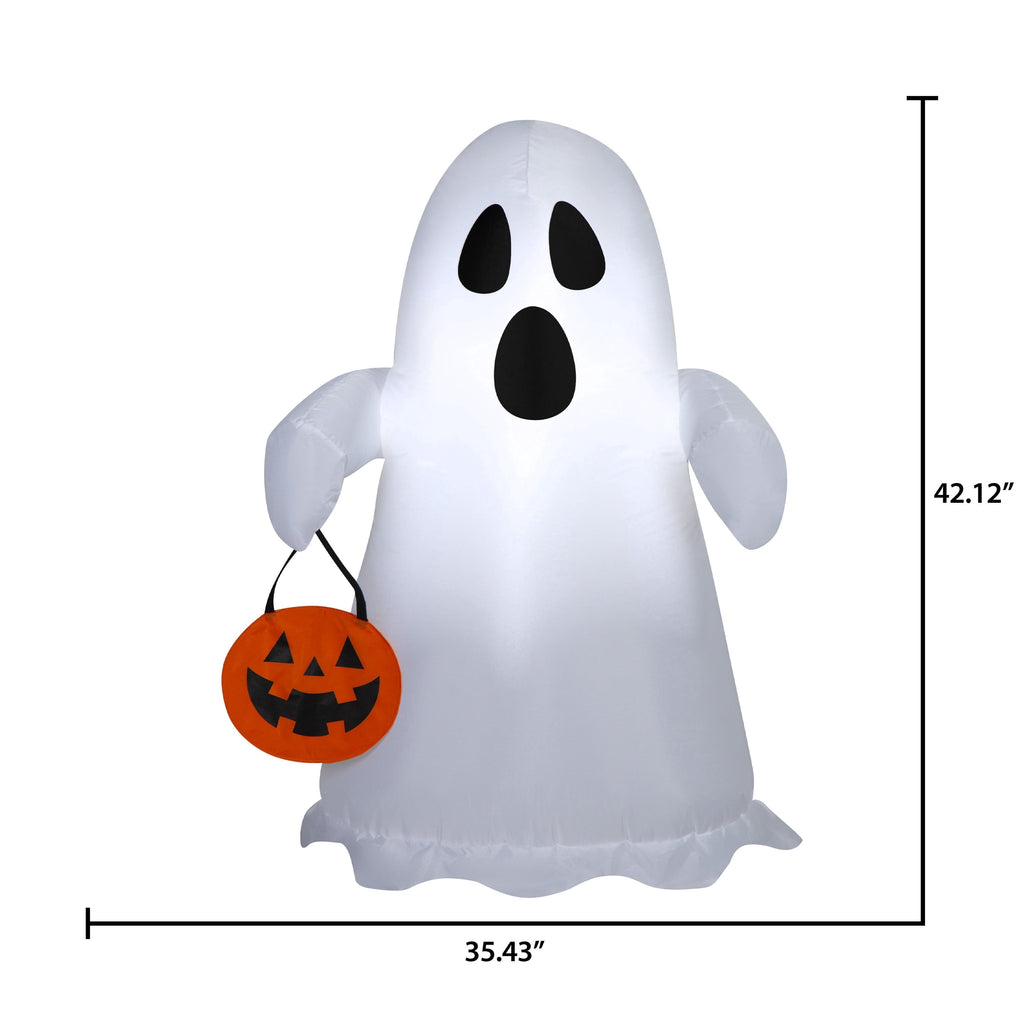 Ghost with Jack-o'-Lantern Tote Airblown Yard Inflatable, Multicolor, 3.5', Halloween by Way To Celebrate
