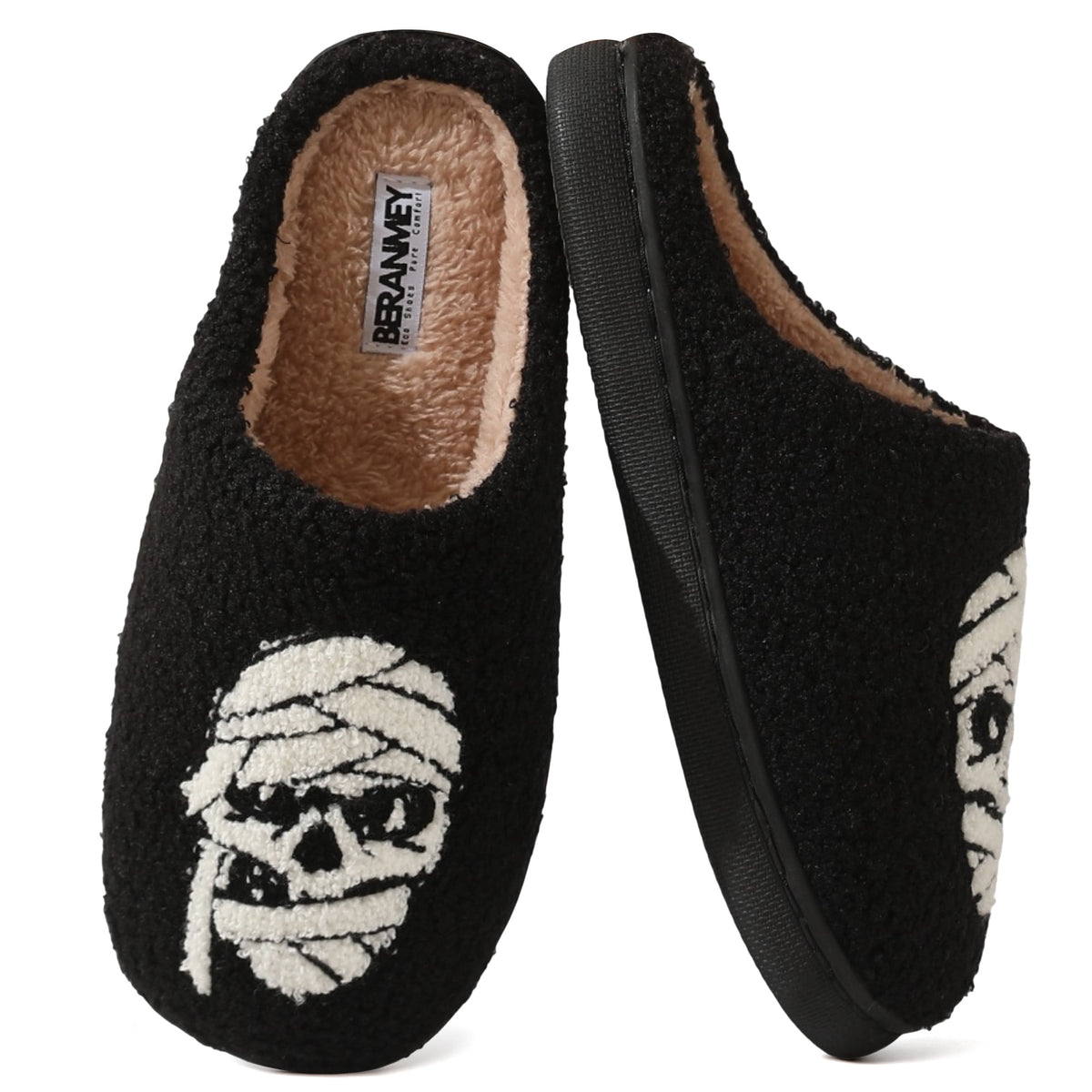 BERANMEY Halloween Slippers for Women Perfect Soft Plush Comfy Warm Slip-On Cute Womens Slippers Indoor Fluffy House Slippers for Women and Men Non-slip Fuzzy Flat Slides