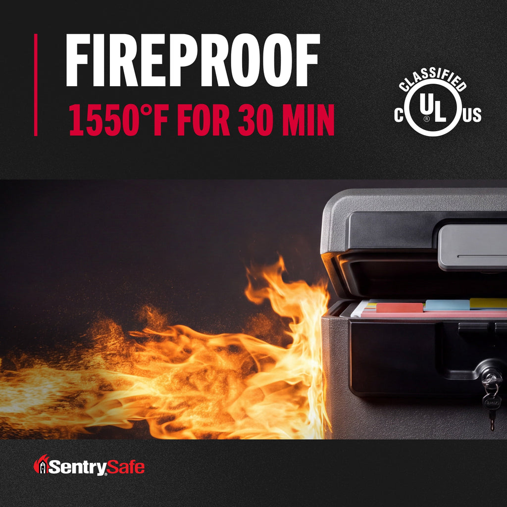SentrySafe HD4100 Fire & Water Resistant File Document Safe with Key Lock, 0.65 cu ft, Charcoal Gray