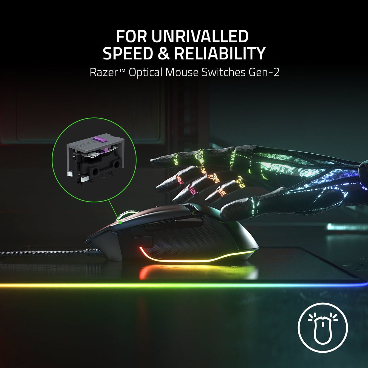 Razer Basilisk V3 Ergonomic Wired Gaming Mouse with 26K DPI Optical Sensor, 11 Programmable Buttons, Chroma RGB and HyperScroll Tilt Wheel - Black