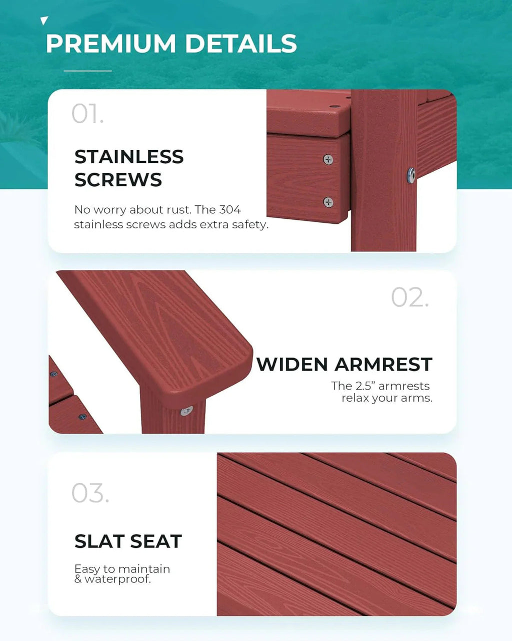 SERWALL 7-Piece HDPE Patio Dining Set, Aruba, 66.9in D x 32.2in W x 29.1in H