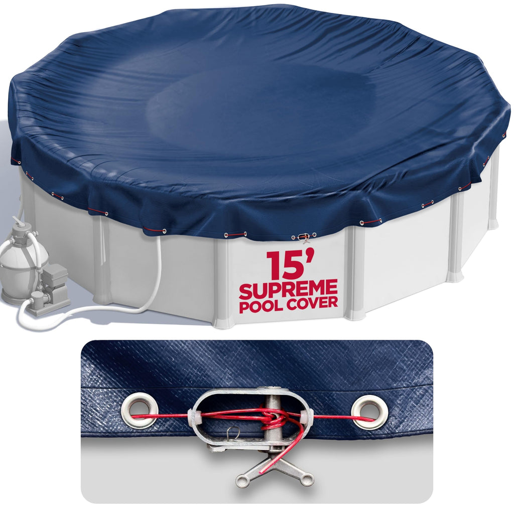 15 ft Round Pool Cover for Above Ground Pools, Above Ground Pool Cover, Winter Pool Cover, Navy Blue