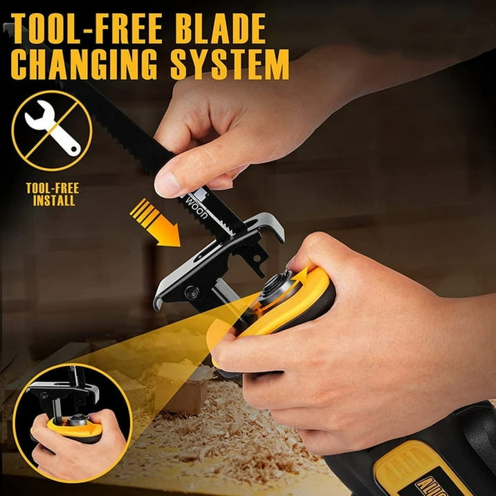 21V Brushless Reciprocating Saw,2×4.0Ah Battery Cordless Power Sawzaw 28mm 3500 SPM High-Performance Saws with 12 Saw Blades, Recíproca for Heavy