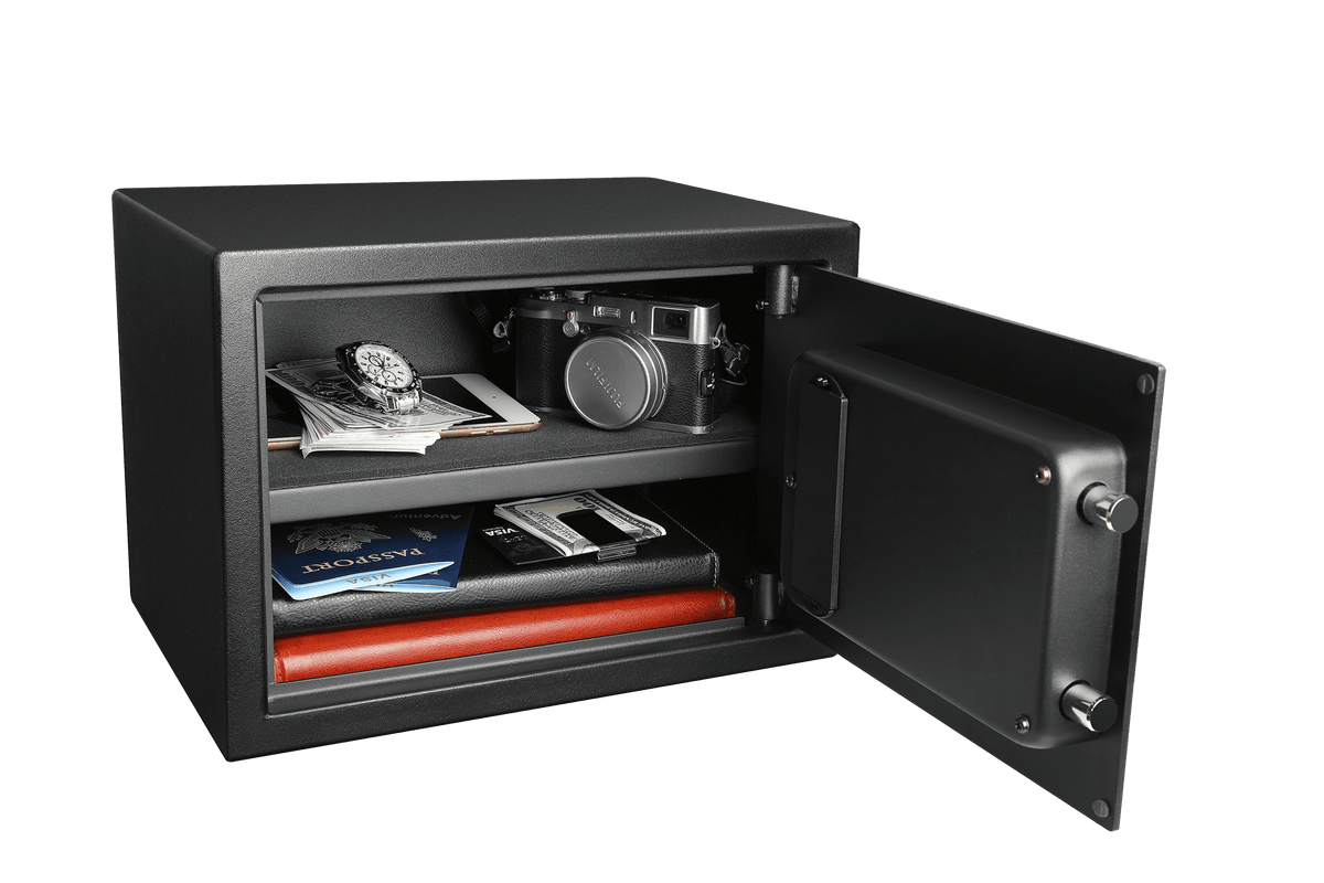 Pen + Gear Safes Model 44E20 with Electronic Lock, Backup Key, 1 Shelf, Black