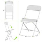 Capri White Plastic Folding Chair 10 Pack with Steel Frame, Hold up to 350 lbs, Indoor Outdoor Portable Stackable Event Chair Commercial Seat for