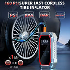 5000A Portable Jump Starter with Air Compressor, 160 PSI Tire Inflator for Cars, Trucks & SUVs, 12V Car Battery Jumper Box with LCD Display, LED