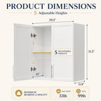 Laundry Wall Cabinets with Adjustable Shelf,30x30 Kitchen Wall Cabinet with Doors, Upper Cabinet with Shaker for Laundry/Kitchen,White