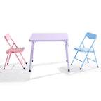 Homy Casa Kids Activity Table and 2 Chairs Set, 3-Piece Folding Play Table Set, Pastel Multicolor