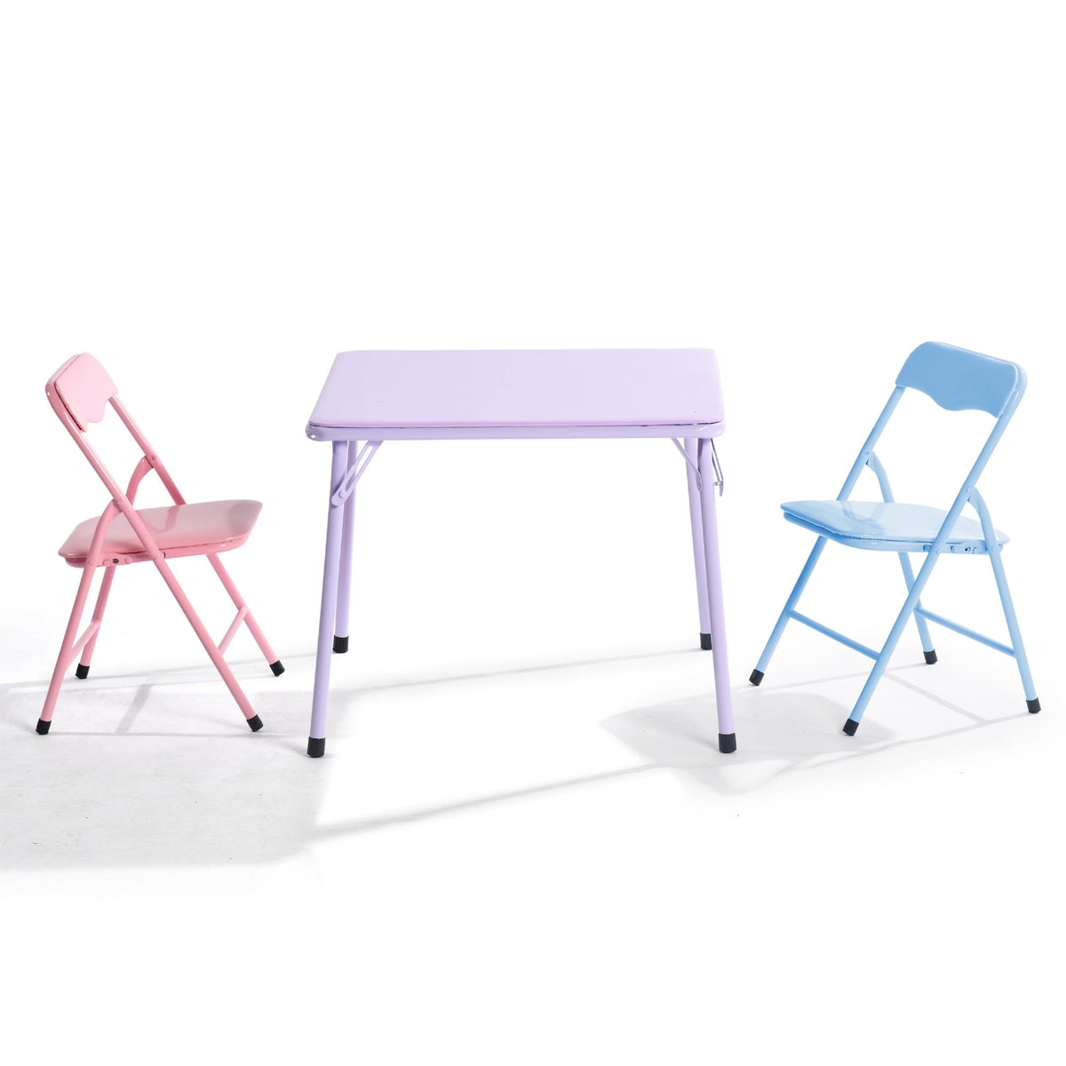 Homy Casa Kids Activity Table and 2 Chairs Set, 3-Piece Folding Play Table Set, Pastel Multicolor