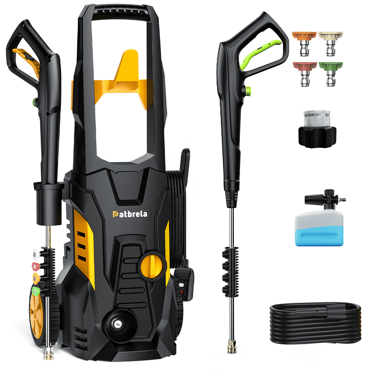 1800W Electric Pressure Washer, 5000PSI Max 3.0 GPM with 4 Nozzles, Portable High Pressure Cleaning Machine Washer with 25FT Cord, 23FT Hose, for