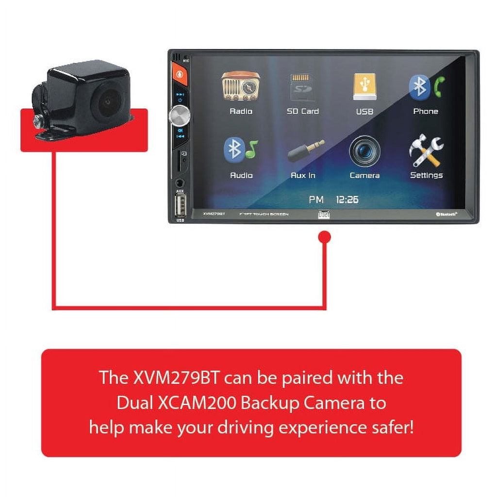 Dual Electronics 7" LED Touchscreen Car Stereo Receiver – Double DIN, Bluetooth, USB – XVM279BT (New)