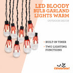 Indoor Battery-Operated LED Bloody Bulb Garland Lights, Warm White, 4.5', Halloween by Way To Celebrate