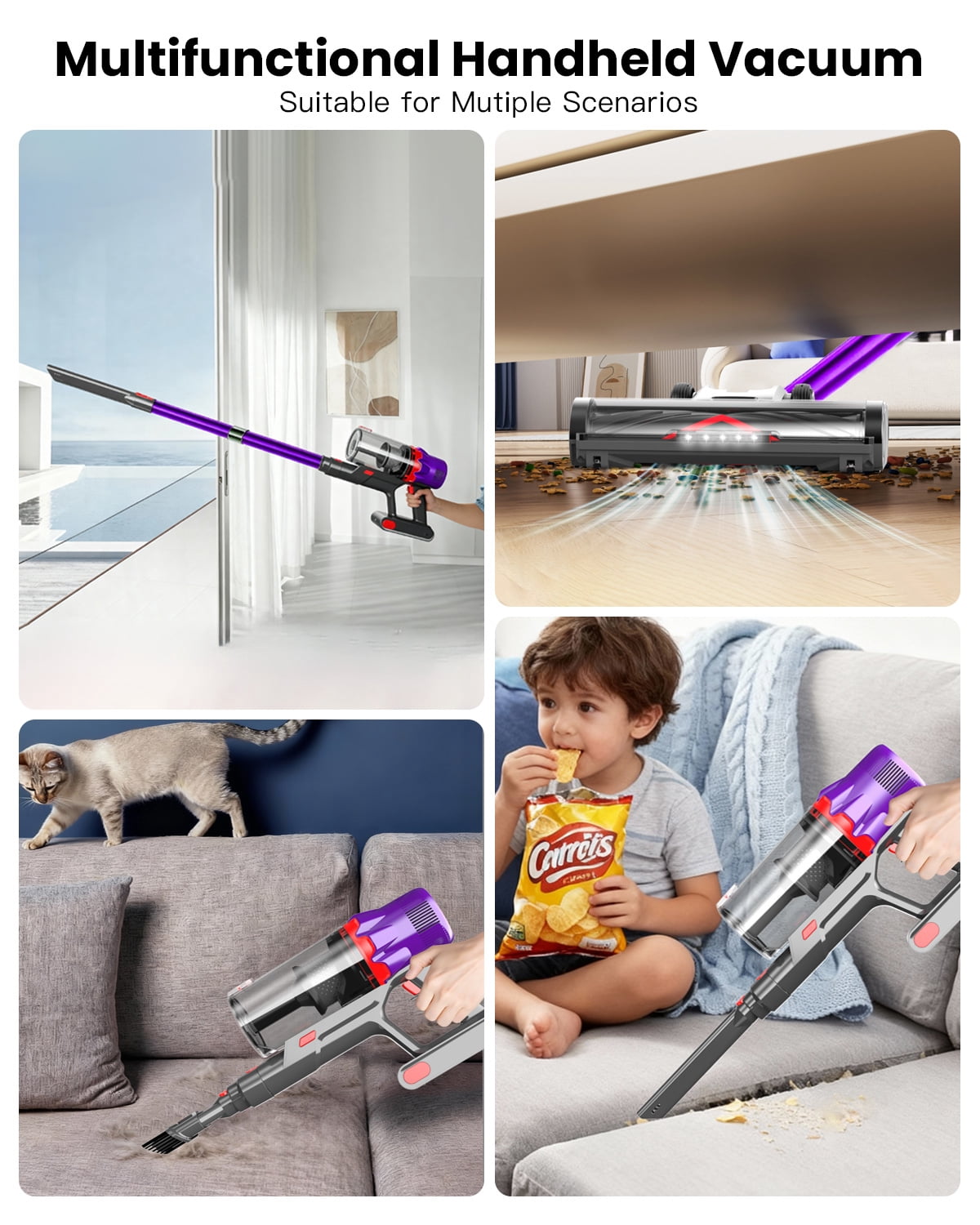 Hosaud Cordless Stick Vacuum Cleaner 45KPA Strong Suction 50Mins Lightweight for Pet Hair Home Hard Floor