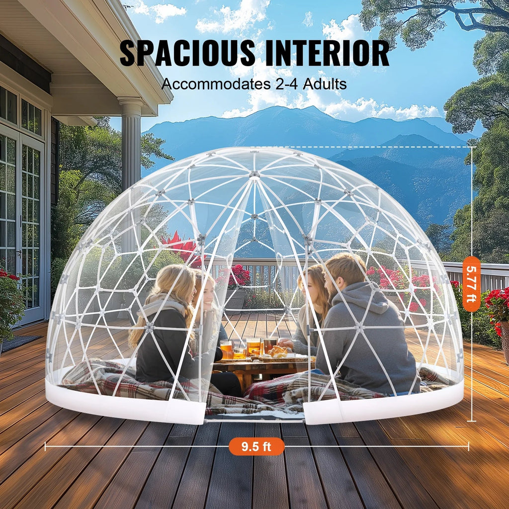 KFFKFF Outdoor Dome Tent, 9.5 Ft Clear PVC - GB-DOME-9.5