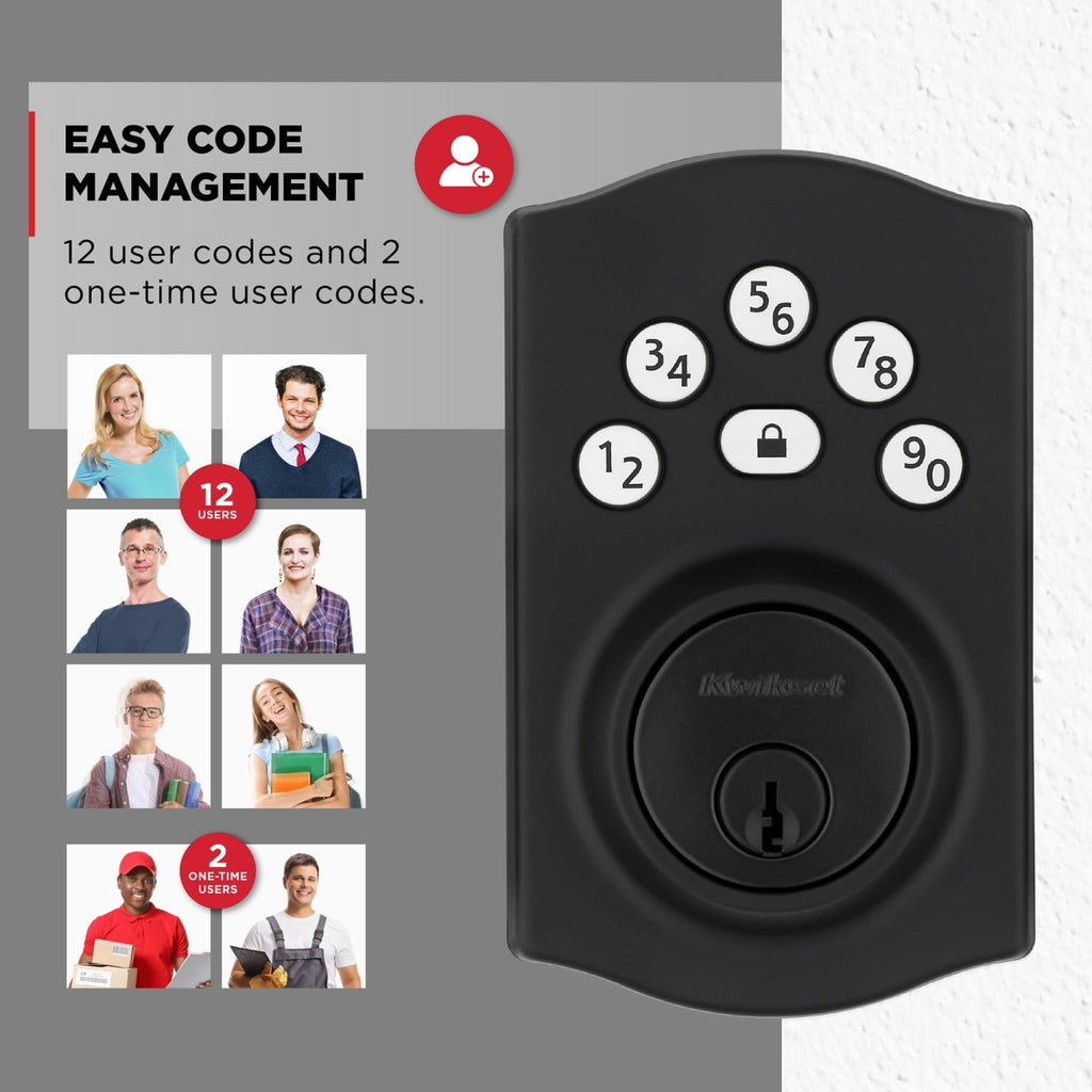 Kwikset Powerbolt 240 Matte Black 5-Button Keypad Traditional Electronic Deadbolt Door Lock
