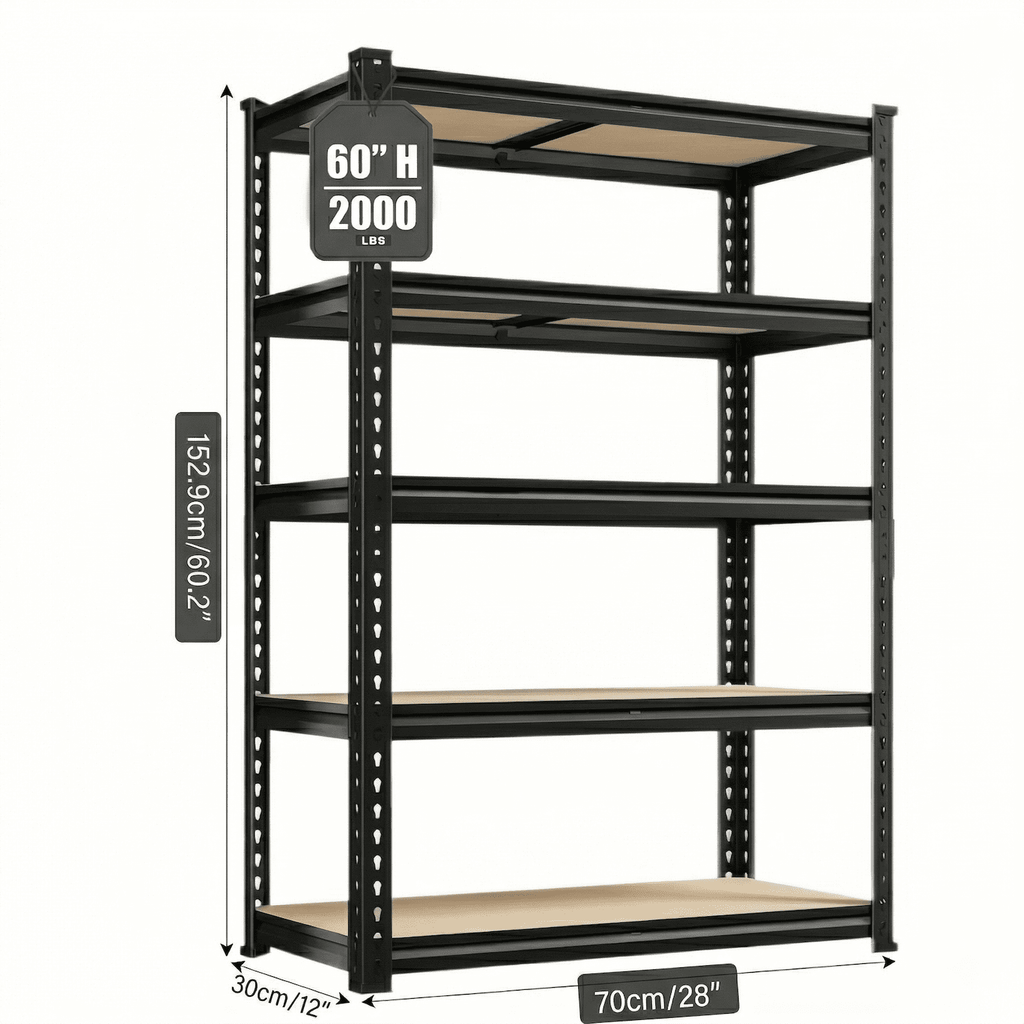 UBERLYFE Heavy Duty Garage Shelving Unit, 2000 lbs Metal Storage Shelves, 5-Tier Adjustable Steel Shelving Rack, Freestanding Garage Storage Rack