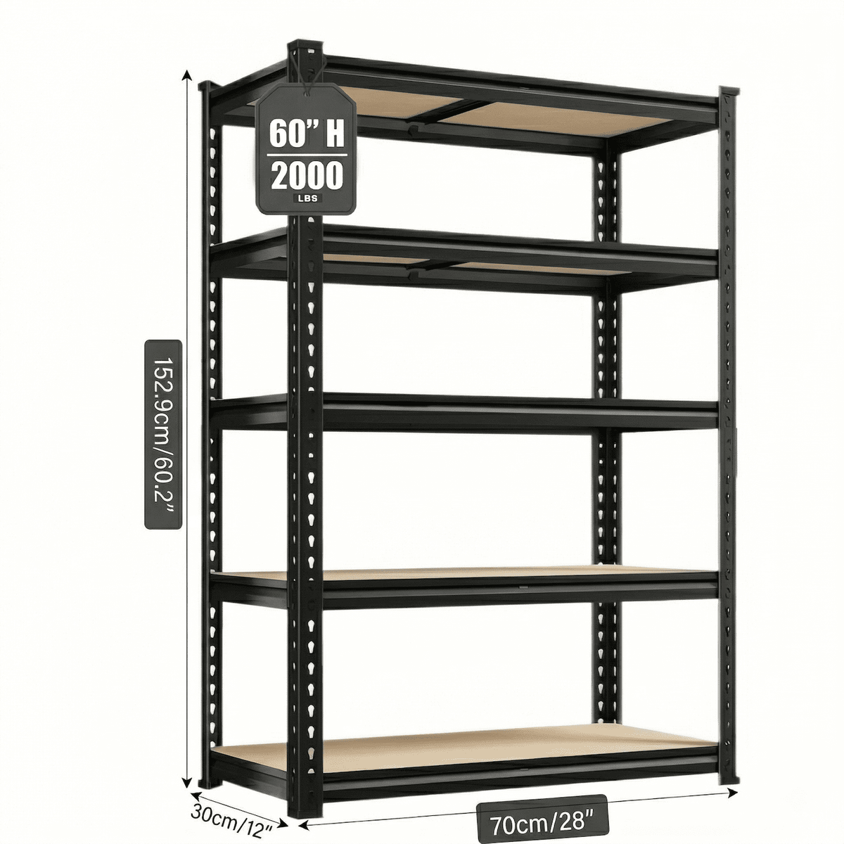 UBERLYFE Heavy Duty Garage Shelving Unit, 2000 lbs Metal Storage Shelves, 5-Tier Adjustable Steel Shelving Rack, Freestanding Garage Storage Rack